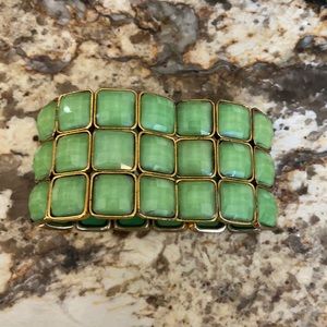 Green and gold stretch costume jewelry bracelet